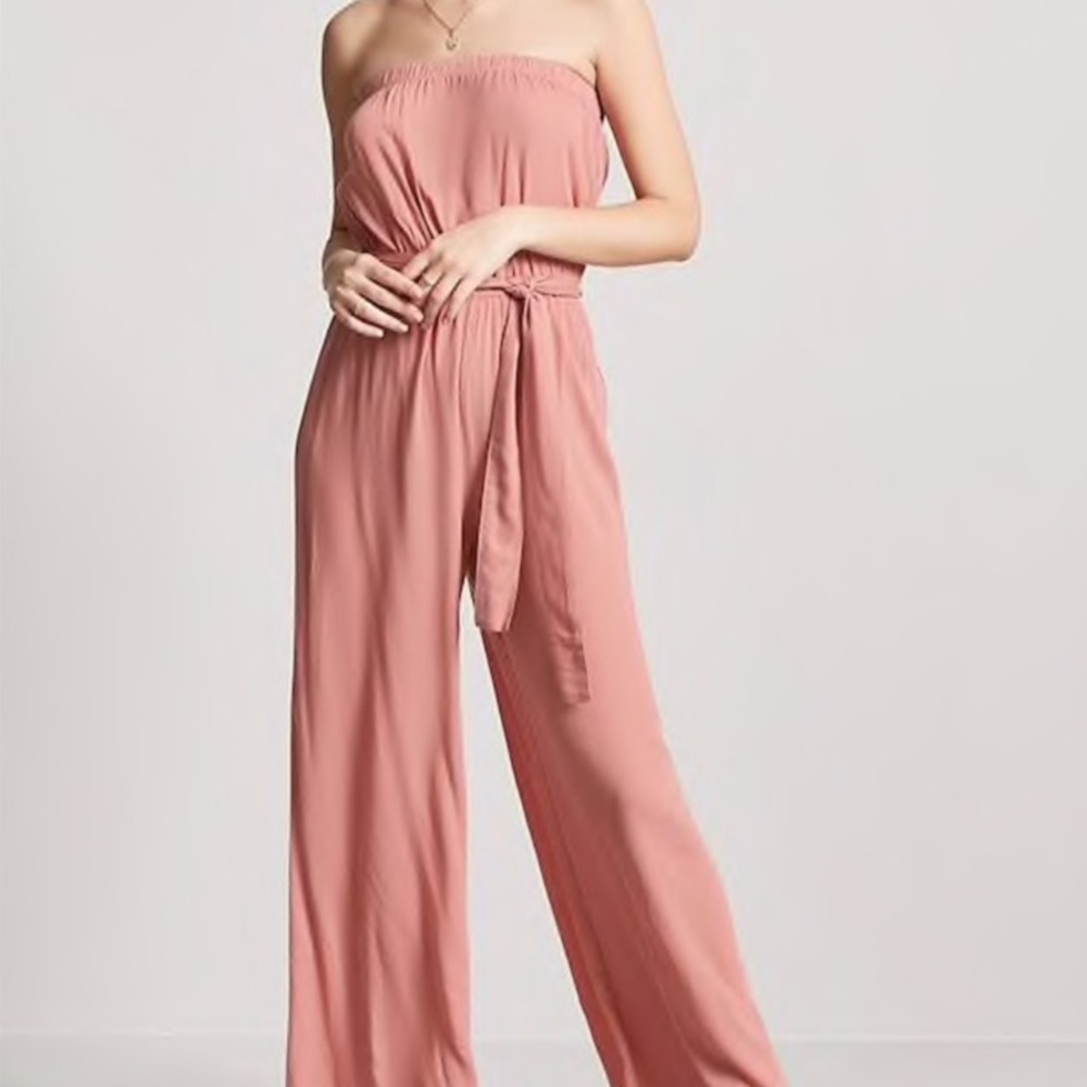 FINAL PRICE Peachy Mauve Jumpsuit with tie wrap